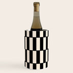 Long Blocks Retro Modern Geometric Checked Pattern in Black and Almond Cream Wine Chiller Gallery Image 1
