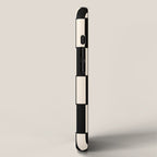 Long Blocks Retro Modern Geometric Checked Pattern in Black and Almond Cream iPhone Case Gallery Image 2