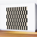Long Blocks Retro Modern Geometric Checked Pattern in Black and Almond Cream Wall Mural Gallery Image 2