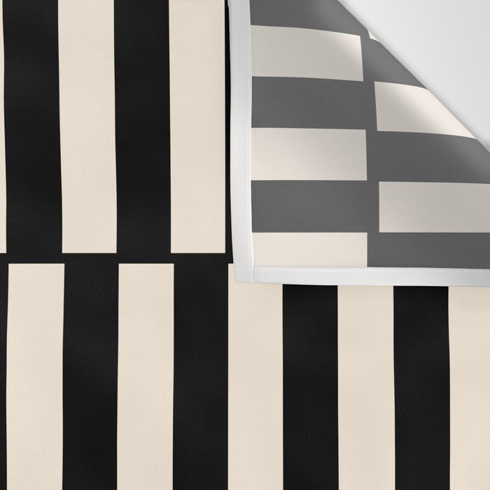 Long Blocks Retro Modern Geometric Checked Pattern in Black and Almond Cream Wall Tapestry Gallery Image 3