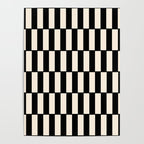 Long Blocks Retro Modern Geometric Checked Pattern in Black and Almond Cream Poster Gallery Image 4