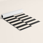 Long Blocks Retro Modern Geometric Checked Pattern in Black and Almond Cream Yoga Mat Gallery Image 2