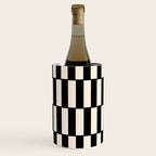 Long Blocks Retro Modern Geometric Checked Pattern in Black and Almond Cream Wine Chiller Gallery Image 3