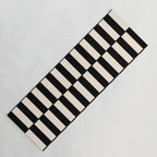 Long Blocks Retro Modern Geometric Checked Pattern in Black and Almond Cream Yoga Mat Gallery Image 1