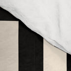 Long Blocks Retro Modern Geometric Checked Pattern in Black and Almond Cream Comforter Gallery Image 4