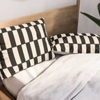 Long Blocks Retro Modern Geometric Checked Pattern in Black and Almond Cream Pillow Sham Gallery Image 2
