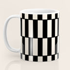 Long Blocks Retro Modern Geometric Checked Pattern in Black and Almond Cream Coffee Mug Gallery Image 3