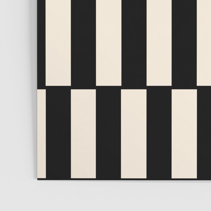 Long Blocks Retro Modern Geometric Checked Pattern in Black and Almond Cream Poster Gallery Image 3