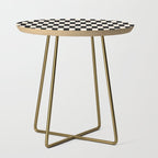 Long Blocks Retro Modern Geometric Checked Pattern in Black and Almond Cream Side Table Gallery Image 1