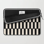 Long Blocks Retro Modern Geometric Checked Pattern in Black and Almond Cream Laptop Sleeve Gallery Image 2
