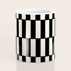 Long Blocks Retro Modern Geometric Checked Pattern in Black and Almond Cream Coffee Mug Gallery Image 4