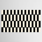 Long Blocks Retro Modern Geometric Checked Pattern in Black and Almond Cream Tablecloth Gallery Image 2
