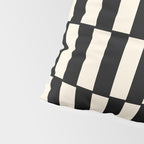 Long Blocks Retro Modern Geometric Checked Pattern in Black and Almond Cream Pillow Sham Gallery Image 4