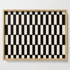Long Blocks Retro Modern Geometric Checked Pattern in Black and Almond Cream Serving Tray Gallery Image 1
