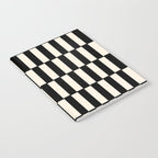 Long Blocks Retro Modern Geometric Checked Pattern in Black and Almond Cream Notebook Gallery Image 2