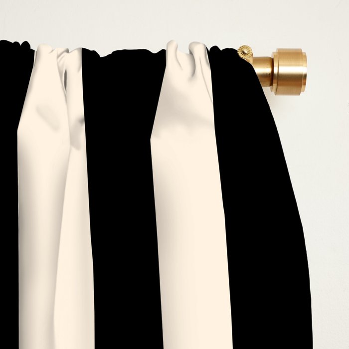 Long Blocks Retro Modern Geometric Checked Pattern in Black and Almond Cream Window Curtain Gallery Image 2