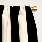 Long Blocks Retro Modern Geometric Checked Pattern in Black and Almond Cream Window Curtain Gallery Image 2