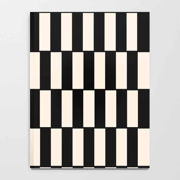 Long Blocks Retro Modern Geometric Checked Pattern in Black and Almond Cream Notebook Gallery Image 4