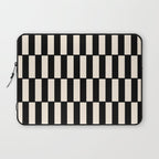 Long Blocks Retro Modern Geometric Checked Pattern in Black and Almond Cream Laptop Sleeve Gallery Image 1
