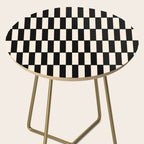 Long Blocks Retro Modern Geometric Checked Pattern in Black and Almond Cream Side Table Gallery Image 2