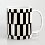 Long Blocks Retro Modern Geometric Checked Pattern in Black and Almond Cream Coffee Mug Gallery Image 1