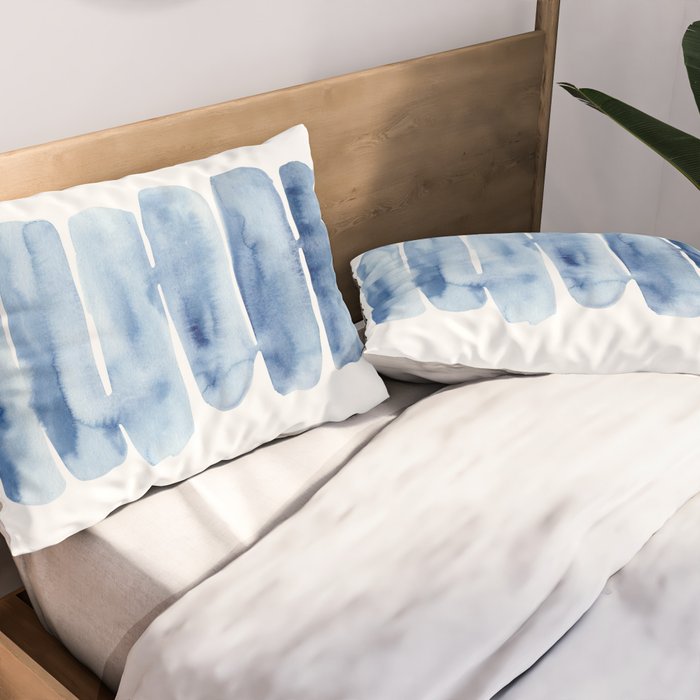 Blue Lines | Watercolor Painting Pillow Sham Gallery Image 2