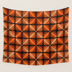 Retro 70s square mod flowers orange brown Wall Tapestry Gallery Image 4