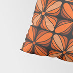 Retro 70s square mod flowers orange brown Pillow Sham Gallery Image 4
