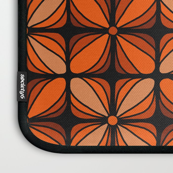 Retro 70s square mod flowers orange brown Laptop Sleeve Gallery Image 3