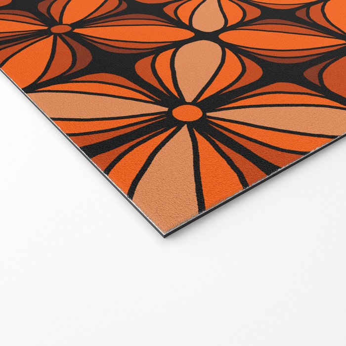 Retro 70s square mod flowers orange brown Welcome Mat Gallery Image 2
