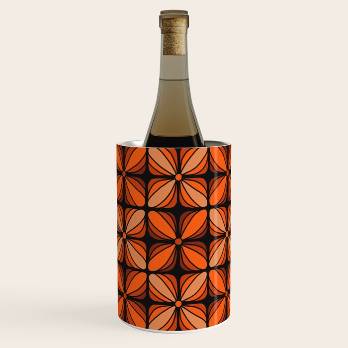 Retro 70s square mod flowers orange brown Wine Chiller Gallery Image 3