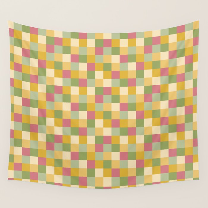  Bold Vintage Checks Pattern - Small XIX Wall Tapestry Gallery Image 1