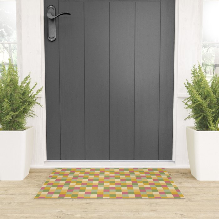  Bold Vintage Checks Pattern - Small XIX Welcome Mat Gallery Image 3
