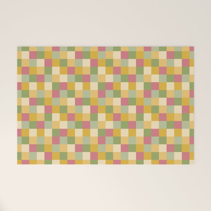  Bold Vintage Checks Pattern - Small XIX Welcome Mat Gallery Image 1