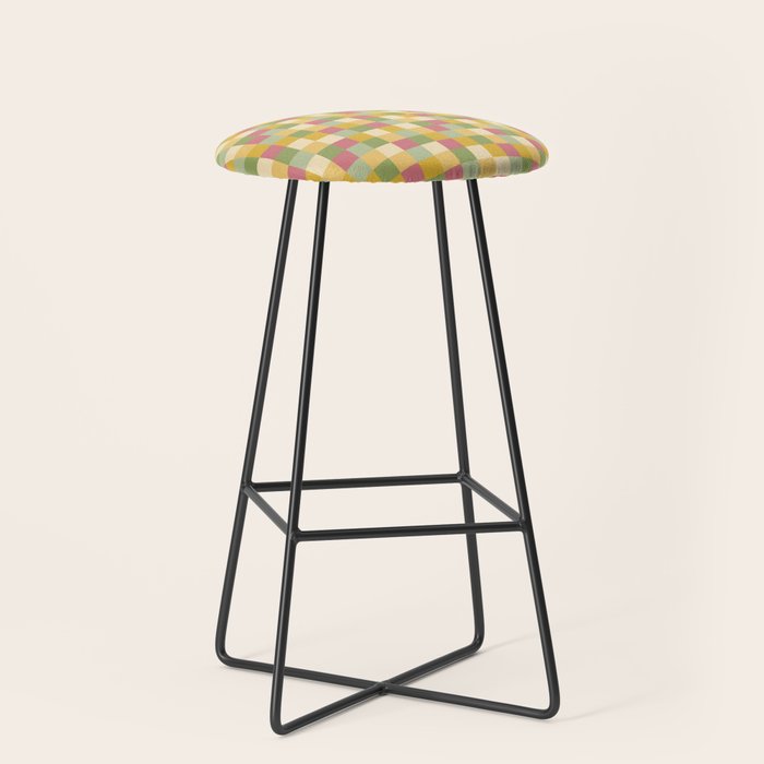  Bold Vintage Checks Pattern - Small XIX Stool Gallery Image 1