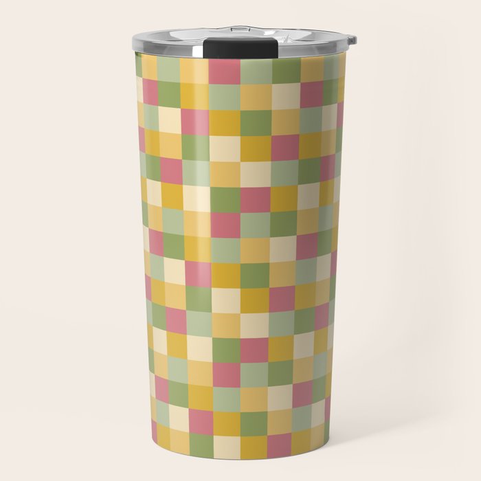  Bold Vintage Checks Pattern - Small XIX Travel Mug Gallery Image 1