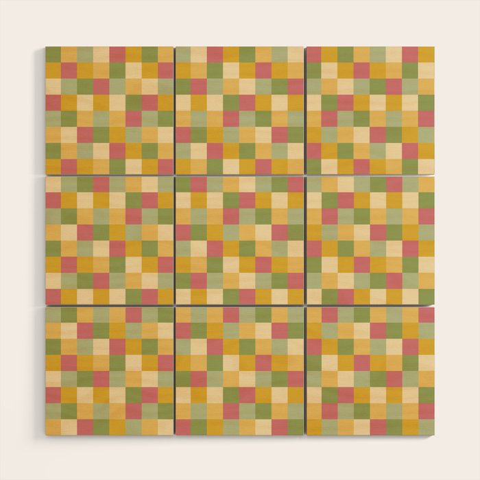  Bold Vintage Checks Pattern - Small XIX Wood Wall Art Gallery Image 1