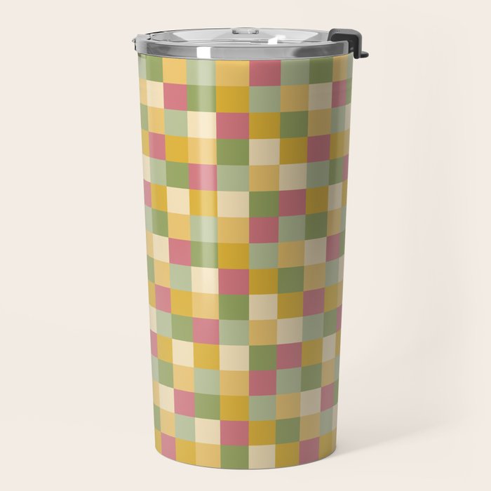  Bold Vintage Checks Pattern - Small XIX Travel Mug Gallery Image 2