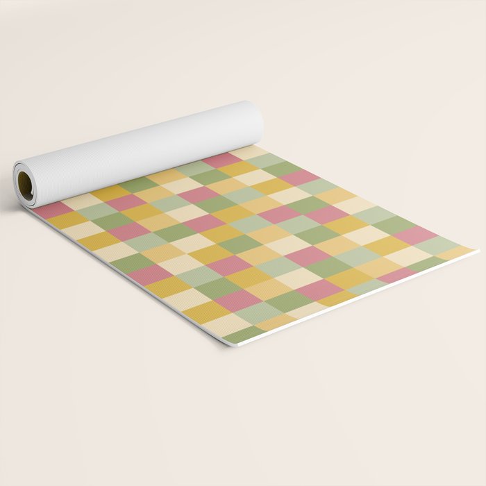  Bold Vintage Checks Pattern - Small XIX Yoga Mat Gallery Image 2