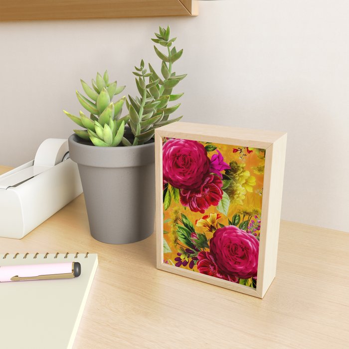 Vintage & Shabby Chic - Sunny Magenta Spring Roses Botanical Flower Garden Mini Art Print Gallery Image 2