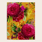 Vintage & Shabby Chic - Sunny Magenta Spring Roses Botanical Flower Garden Poster Gallery Image 4