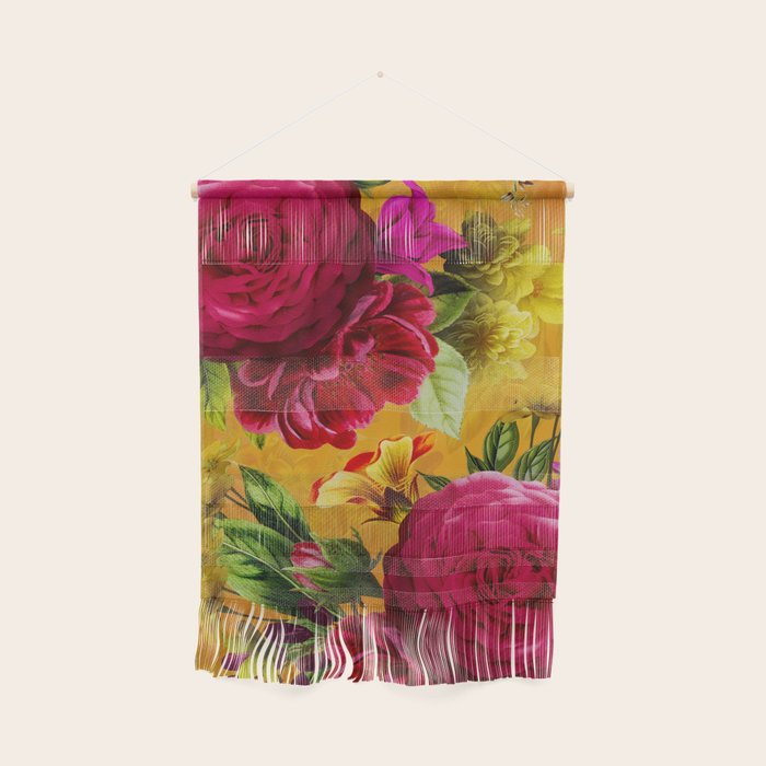 Vintage & Shabby Chic - Sunny Magenta Spring Roses Botanical Flower Garden Wall Hanging Gallery Image 1