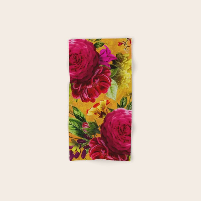 Vintage & Shabby Chic - Sunny Magenta Spring Roses Botanical Flower Garden Bath Towel Gallery Image 1