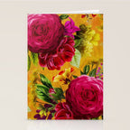 Vintage & Shabby Chic - Sunny Magenta Spring Roses Botanical Flower Garden Stationery Card Gallery Image 2