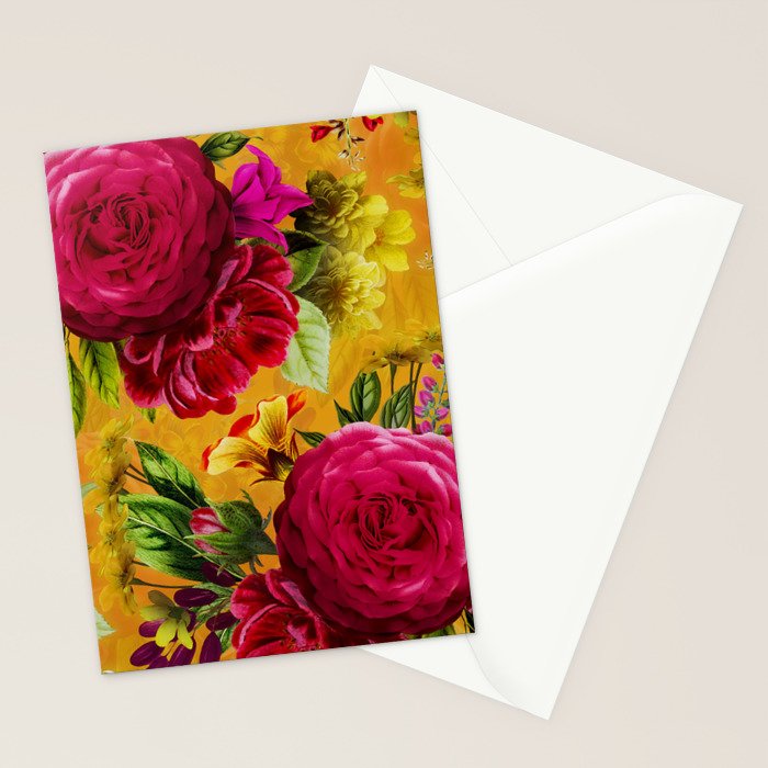 Vintage & Shabby Chic - Sunny Magenta Spring Roses Botanical Flower Garden Stationery Card Gallery Image 2
