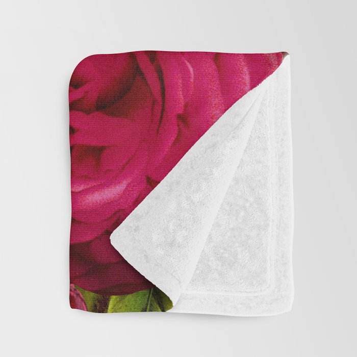 Vintage & Shabby Chic - Sunny Magenta Spring Roses Botanical Flower Garden Throw Blanket Gallery Image 3