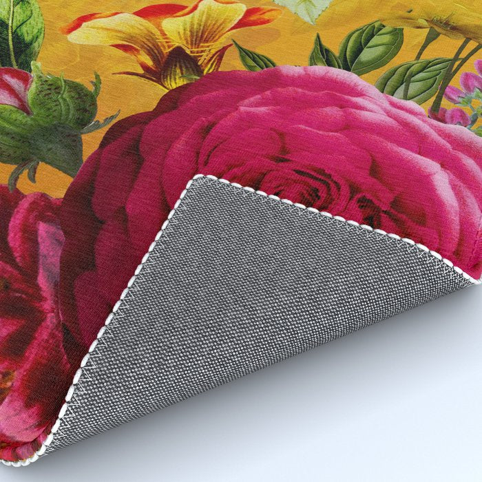 Vintage & Shabby Chic - Sunny Magenta Spring Roses Botanical Flower Garden Rug Gallery Image 4