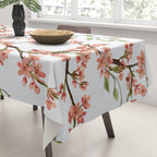Chinoiserie Cherry Blossom Floral Rose Pink & White Tablecloth Gallery Image 3