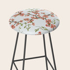 Chinoiserie Cherry Blossom Floral Rose Pink & White Stool Gallery Image 2