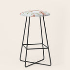 Chinoiserie Cherry Blossom Floral Rose Pink & White Stool Gallery Image 1